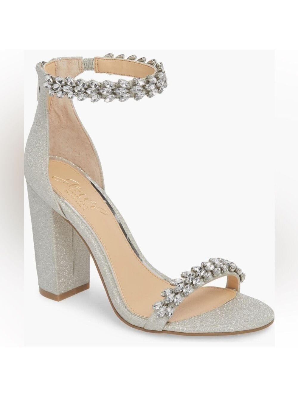 Jewel Badgley Mischka Mayra Block Heel Shoes Size 8 Like New